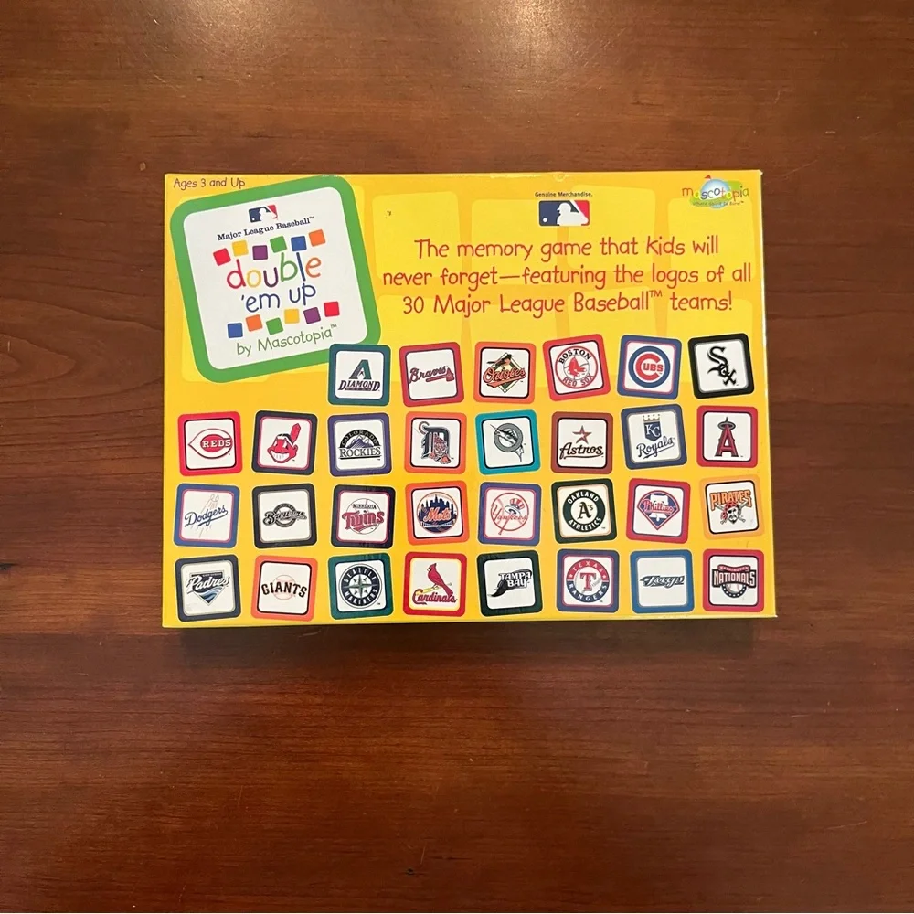 Baseball game card MLB double 'em up memory game 30 teams 60 cards by mascotopia